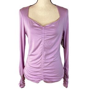 INC International Concepts Medium Top Sweetheart Neckline Long Sleeve Ruched New